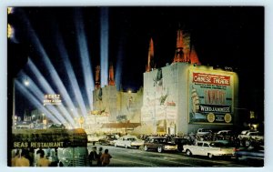 HOLLYWOOD, CA California~ GRAUMAN'S CHINESE THEATRE at NIGHT 1950s Cars Postcard