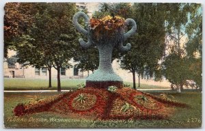 1913 Sandusky OH Washington Park Floral Design Art Postcard Acmeograph