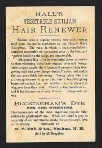 VICTORIAN TRADE CARD Hall's Hair Renewer Girl Boy w/Bottle