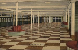 Delaware Township NJ Club House Interior View Linen 1930s-50s Linen Postcard