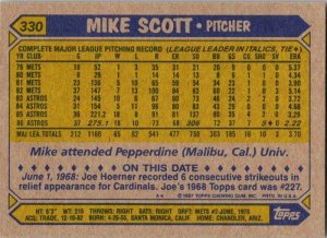 1987 Topps Baseball Card Mike Scott Houston Astros sk2342