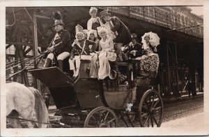 Mrs. Eichler with a Group of People on and in a Carriage Horse Vintage RPPC C220