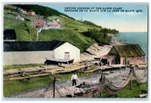 c1910 Drying Codfish on Gaspe Coast Gaspe Quebec Canada Vintage Postcard