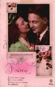 Vintage Postcard Love Whispers Happy Sweet Romantic Couple