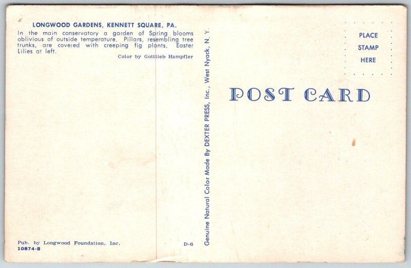 Kennett Square Pennsylvania 1950s Postcard Longwood Gardens