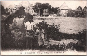 Djibouti Village Indigene a Amboule Vintage Postcard 09.01