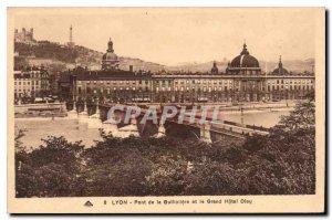 Old Postcard Lyon Guillotiere Bridge and the Grand Hotel God