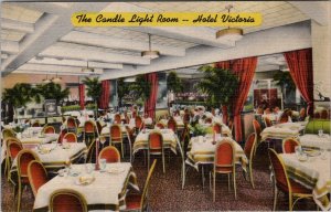 Hotel Victoria NYC Candle Light Room Dining Dancing New York Postcard Z28