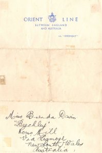 SS Oronsay Australia Cruise Orient Line Ship Writing Paper