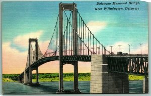 Delaware Memorial Bridge Wilmington DE UNP Linen Postcard I4