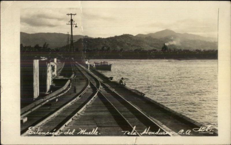 Tela Honduras RR Train Bridge Used Real Photo Postcard w/ Stamp jrf