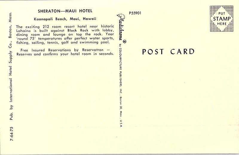 Postcard HOTEL SCENE Maui Hawaii HI AI9692