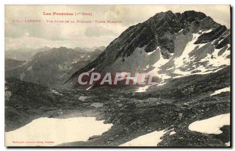 Old Postcard Luchon View Taking the Piquade Tusse White