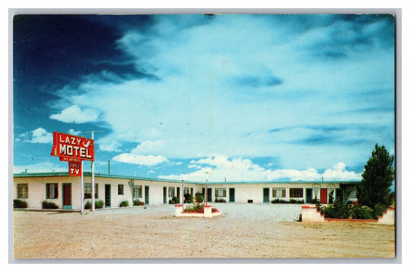 Postcard NM Lazy J Motel Moriarty New Mexico On Highway 66 