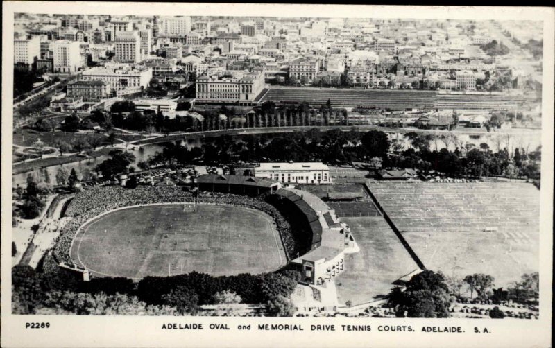 ADELAIDE AUSTRALIA Oval & Tennis Courts REAL PHOTO Old Postcard