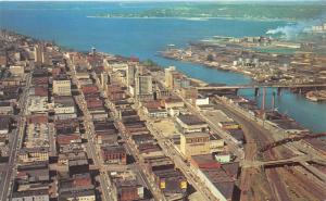 Tacoma Washington~City View Showing 11th Street Bridge~Commencement Bay~1950s Pc