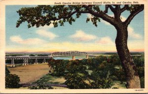 Nebraska Omaha South Omaha Bridge To Council Bluffs 1957 Curteich