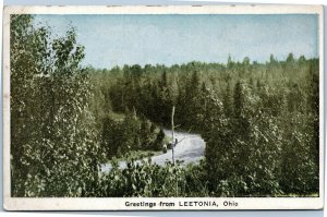 postcard Greetings from Leetonio, Ohio - women walking down country road