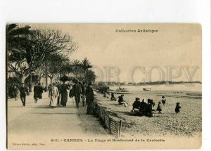 3028074 FRANCE CANNES Beach & parkway Vintage PC