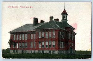Park Falls Wisconsin WI Postcard High School Building Exterior View 1907 Antique
