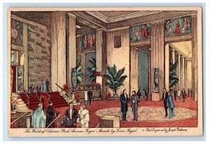 1938 The Waldorf-Astoria Park Avenue Foyer Murals By Louis Rigal NY Postcard