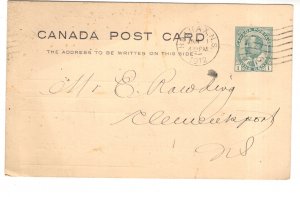 Canada Postal Stationery Postcard 1 C Edward Used 1912, Nova Scotia, Chronicle