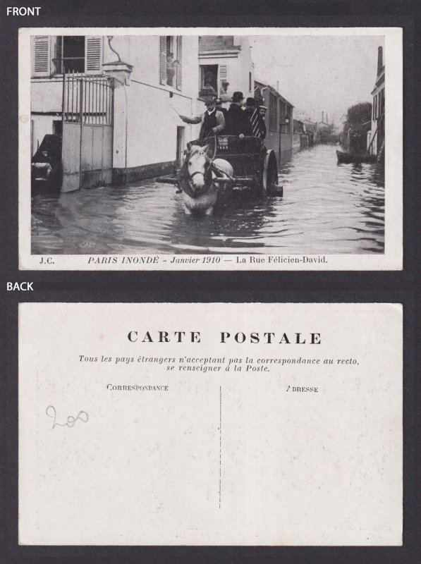 FRANCE, Postcard, Paris, Flood 1910, La Rue Félicien-David