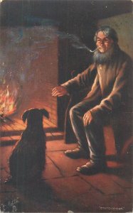 Firelights effect Raphael Tuck  Oilette  Frank Reynolds fine art postcard 1908