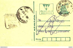 India Postal Stationery Tiger 25 Jaipur cds