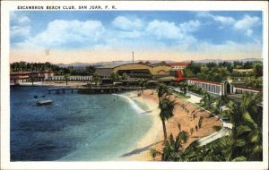 San Juan Puerto Rico PR Escambron Beach Club Vintage Postcard