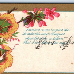 c1880s Cora Landis Name Calling Trade Card Flower Fence Nature Poetry Type C3