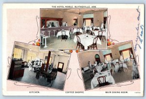1940 Blytheville Arkansas Postcard Hotel Noble Kitchen Coffee Shop Dining Room