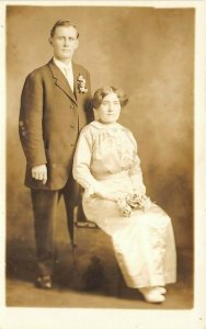 1910s RPPC Real Photo Postcard Man Woman Married Couple Bride Groom