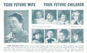 Vintage Postcard Your Future Wife Merry Wash Women & Your Eight Future Children