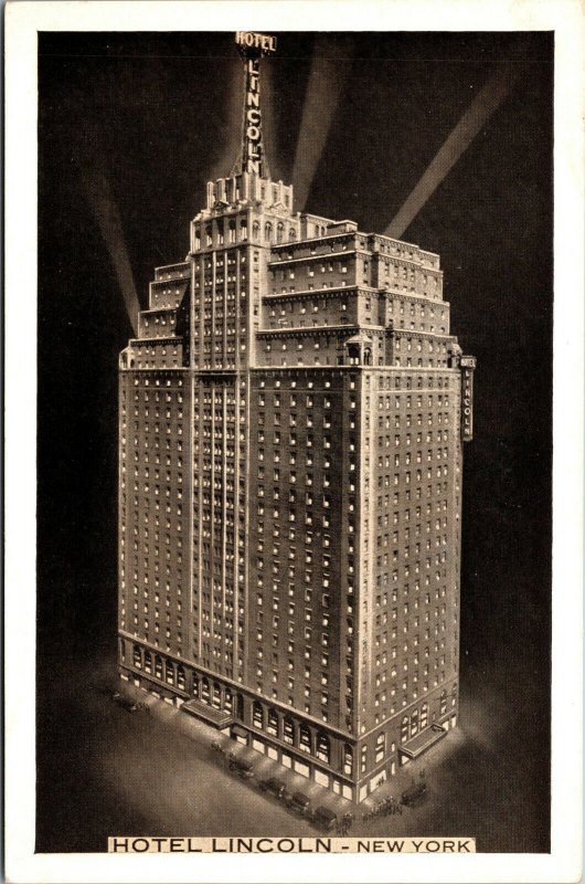 Vtg 1920s Hotel Lincoln New York City NY Unused Postcard