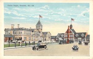 Decatur Illinois Union Depot Street View Antique Postcard K29725