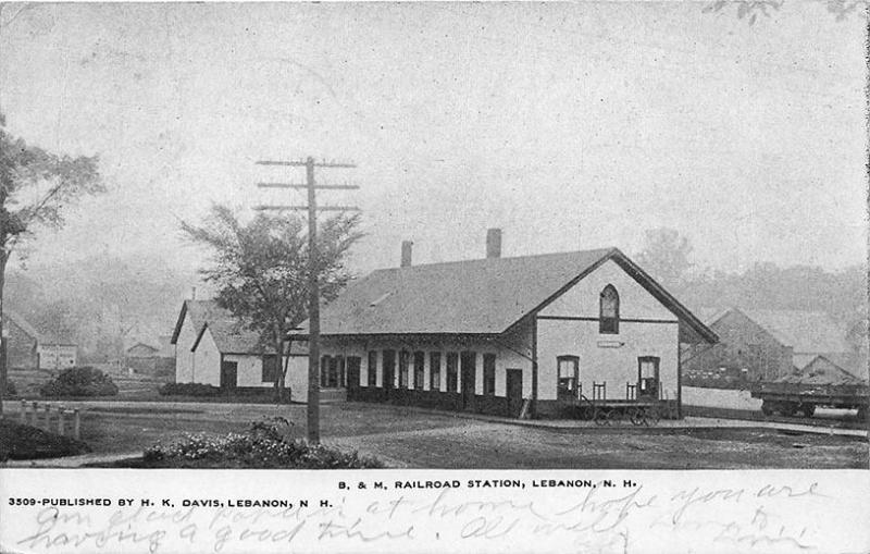 Lebanon NH B&M Railroad Station Train Depot Postcard