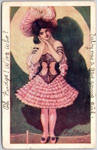 1908 Beautiful Girl Painting Fashion Dress And Hat Posted Postcard