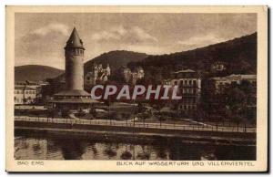 Old Postcard Bad Ems Blick auf und Wasserturm Villenviertel