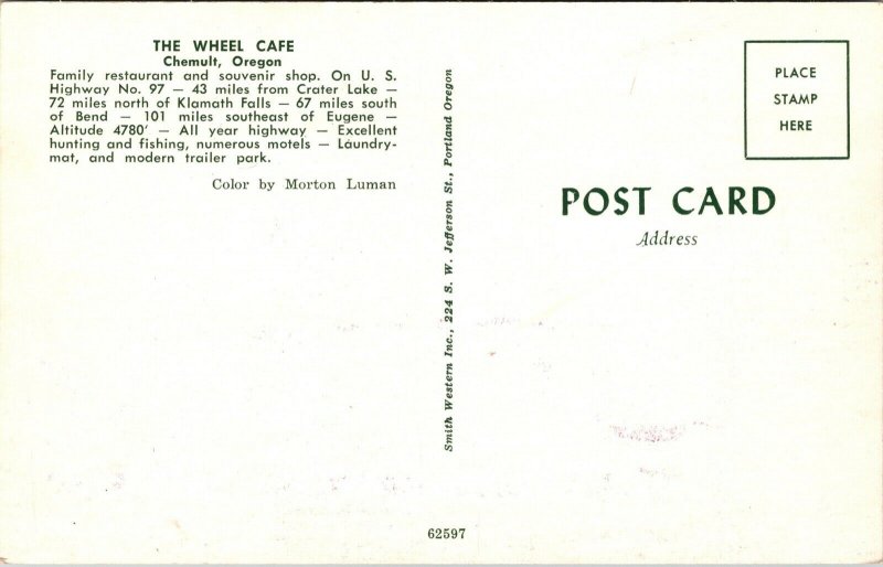 Postcard The Wheel Cafe in Chemult, Oregon~1813