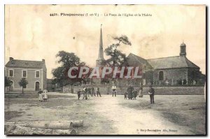 Old Postcard Pleugueneuc The Church Square and City Hall