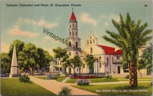 Catholic Cathedral and Plaza St. Augustine Florida Postcard PC341