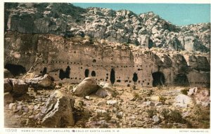 Vintage Postcard Home Of The Cliff Dwellers Pueblo Of Santa Clara New Mexico NM