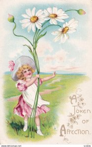 A Token of Affection, Little Girl with Giant Daisies in a field, PU-1908; T...