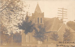 J40/ Scottsburg Indiana RPPC Postcard c1910 The M.E. Church Building 58
