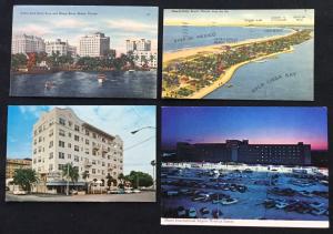 Postcards (4) Hotels Florida 2 Used(Linen) 2 Unused LB