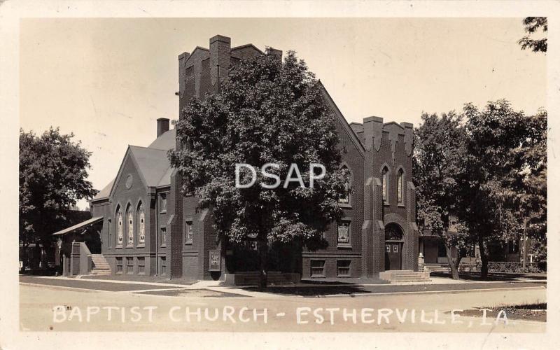 Iowa Ia Postcard Real Photo RPPC 1929 ESTHERVILLE Baptist Church Building