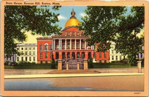 State House Beacon Hill Boston Massachusetts MA WB Postcard VTG UNP Tichnor  