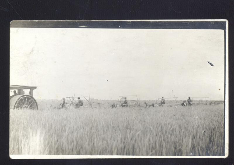 RPPC PRATT KANSAS WHEAT FARM FARMING VINTAGE TRACTOR REAL PHOTO POSTCARD