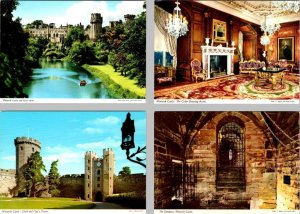 4~4X6 Postcards UK England MEDIEVAL WARWICK CASTLE~RIVER~DRAWING ROOM~DUNGEON
